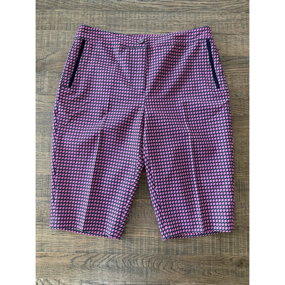 EP Pro Women's 4 Golf Shorts Knee  Pink Navy White Harlequin Pattern EUC
